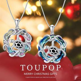 img 3 attached to 🐢 Splendid TOUPOP Sterling Silver Turtle Pendant Necklace: Crystal Ocean Wave Jewelry, Perfect Gift for Women, Teen Girls, Friends - Ideal for Birthday, Christmas Celebration