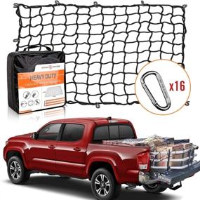 img 3 attached to 🔀 Seven Sparta 5' x 7' Bungee Cargo Net: Stretchable to 10' x 14' for Easy Large Load Management in Truck Beds, Pickups, Trailers, SUVs | Includes 16 Bonus D Clip Carabiners