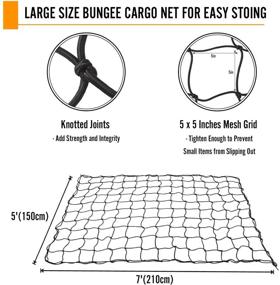 img 2 attached to 🔀 Seven Sparta 5' x 7' Bungee Cargo Net: Stretchable to 10' x 14' for Easy Large Load Management in Truck Beds, Pickups, Trailers, SUVs | Includes 16 Bonus D Clip Carabiners