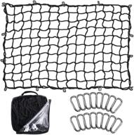 🔀 seven sparta 5' x 7' bungee cargo net: stretchable to 10' x 14' for easy large load management in truck beds, pickups, trailers, suvs | includes 16 bonus d clip carabiners logo