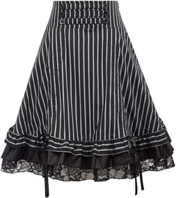 img 3 attached to 👗 KANCY KOLE Adjustable High Low Gothic Skirt with Ruffle, Steampunk Corset Styling, and Long Dress Design