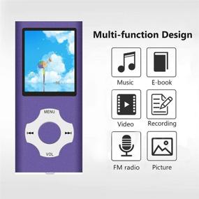 img 2 attached to 🎵 Portable Music Player with 16GB TF Card, FM Radio, E-Book Reader, and More - 64GB Expandable Storage (Purple)