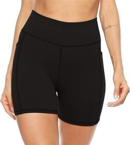 img 1 attached to AFITNE High Waist Yoga Shorts for Women with Pockets, Tummy Control, Non See-Through Fabric – Ideal for Athletic Workouts, Running