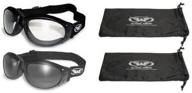 🏍️ red baron motorcycle/aviator goggles: day/night smoke and clear lenses with carry pouch bags logo