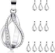 exquisite 12pcs silver plated pearl bead cage water drop spiral locket pendants: elevate 💎 your style with essential oil diffuser necklace bracelet diy charms, jewelry making with lava stone logo