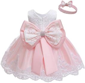 img 4 attached to 🎀 LZH Baby Girls Ruffle Lace Backless Dress with Headwear: Perfect for Pageants, Parties, and Weddings!