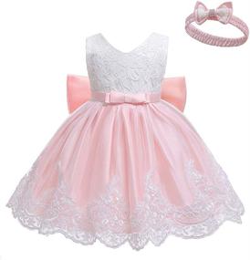 img 3 attached to 🎀 LZH Baby Girls Ruffle Lace Backless Dress with Headwear: Perfect for Pageants, Parties, and Weddings!