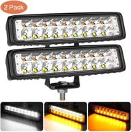 🚚 truck led fog lights, 2 pack single row 6 inch led light bar with white/amber lights for off road driving, truck jeep tractor golf cart logo