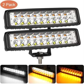 img 4 attached to 🚚 Truck LED Fog Lights, 2 Pack Single Row 6 Inch LED Light Bar with White/Amber Lights for Off Road Driving, Truck Jeep Tractor Golf Cart