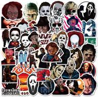 🔪 waterproof vinyl horror movie killer role stickers for adults, ideal for water bottles, laptops, skateboards, and computers logo