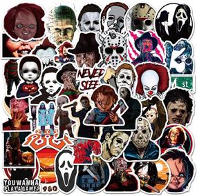 img 4 attached to 🔪 Waterproof Vinyl Horror Movie Killer Role Stickers for Adults, Ideal for Water Bottles, Laptops, Skateboards, and Computers