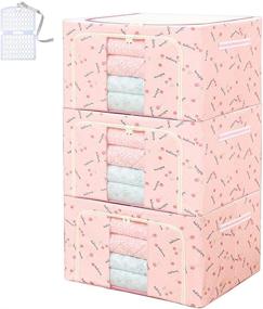 img 4 attached to 3 Pack Clear Window Storage Bins Boxes - Large Capacity Foldable Stackable Organizer for Bedding, Clothes, Closets, Bedrooms - Pink Cherry, 22L, 3PCS