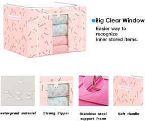 img 2 attached to 3 Pack Clear Window Storage Bins Boxes - Large Capacity Foldable Stackable Organizer for Bedding, Clothes, Closets, Bedrooms - Pink Cherry, 22L, 3PCS