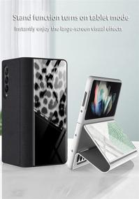 img 1 attached to SHIEID Galaxy Z Fold 3 5G Case: Leather Cover with Tempered Glass, Kickstand and Boa Pattern-1 Compatibility