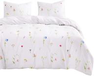 wake in cloud - floral comforter set with tiny flowers and leaves botanical print on white background - soft microfiber bedding in queen size (3pcs) logo