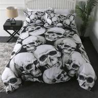 sleepwish 3d skull bedding set: twin size skeleton bedspread for teen boys - retro sugar skulls pattern duvet cover and gothic comforter sets in black and white logo