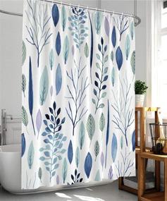 img 4 attached to 🌸 Enhance Your Bathroom with a Vibrant Floral and Leaf Shower Curtain: Water-Resistant, High-Quality Fabric, 72x72 Inch Size, Includes 12 Plastic Hooks