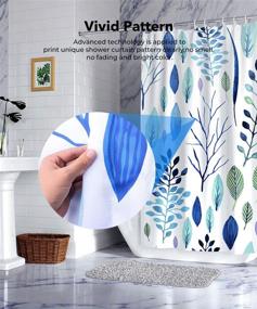 img 2 attached to 🌸 Enhance Your Bathroom with a Vibrant Floral and Leaf Shower Curtain: Water-Resistant, High-Quality Fabric, 72x72 Inch Size, Includes 12 Plastic Hooks