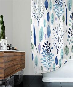 img 3 attached to 🌸 Enhance Your Bathroom with a Vibrant Floral and Leaf Shower Curtain: Water-Resistant, High-Quality Fabric, 72x72 Inch Size, Includes 12 Plastic Hooks