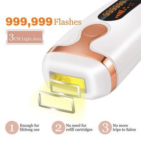 img 3 attached to 🔥 Painless At-Home Hair Removal Device for Women and Men - Facial and Whole Body, Permanent Results with 999,999 Flashes!