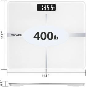 img 3 attached to Triomph Precision Digital Body Weight Bathroom Scale - Backlit Display, Step-On Technology, 400 lbs Capacity - Accurate Weight Measurements - White