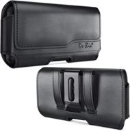 📱 de-bin leather belt clip phone holster for iphone 12 pro max & 11 pro max/ xs max/ 7+ plus/ 8+ plus/ 6s+ plus - black logo