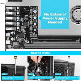 img 2 attached to 💻 PCI-E to USB 3.0 7-Port Expansion Card – Boost Your Desktop with USB Type-A and Type-C Connectivity, Compatible with Windows 10/8/7/XP and MAC OS 10.8.2+