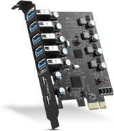 💻 pci-e to usb 3.0 7-port expansion card – boost your desktop with usb type-a and type-c connectivity, compatible with windows 10/8/7/xp and mac os 10.8.2+ logo