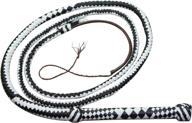 ardour crafts 8ft leather bullwhips: stock whip with loud cracking, heavy, 12 plait black and white leather логотип