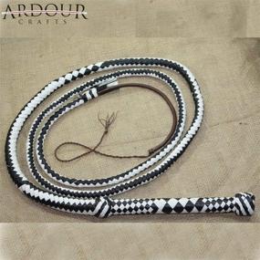 img 2 attached to Ardour Crafts 8ft Leather Bullwhips: Stock Whip with Loud Cracking, Heavy, 12 Plait Black and White Leather