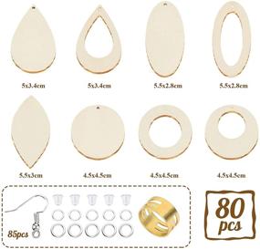 img 2 attached to 📿 DIY Craft Jewelry Making: Teardrop Ellipse Pendants Set – 80pcs Wood Earring Making Supplies Kit