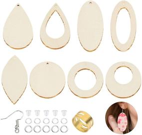 img 4 attached to 📿 DIY Craft Jewelry Making: Teardrop Ellipse Pendants Set – 80pcs Wood Earring Making Supplies Kit