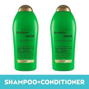 img 2 attached to OGX Hydrating + Tea Tree Mint Shampoo & Conditioner, 25.4 💧 Ounce (Set of 2): Nourishing Hair Care Duo for Freshness and Hydration