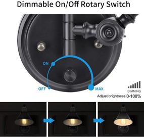 img 2 attached to 🔌 Set of 2 TRLIFE Plug in Wall Sconces - Dimmable Wall Lights with Plug in Cord and On/Off Switch, Swing Arm Wall Mounted Light - E26 Base, UL Listed