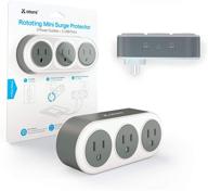 atomi rotating mini surge protector: 3-outlet power strip, usb charger, wall adapter - white logo