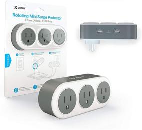 img 4 attached to Atomi Rotating Mini Surge Protector: 3-Outlet Power Strip, USB Charger, Wall Adapter - White
