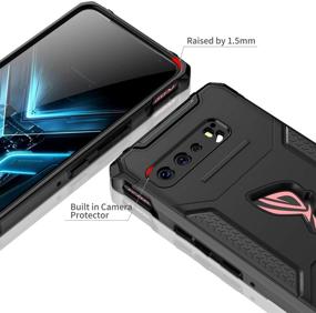 img 3 attached to MME Case for ASUS ROG Phone 3: Air Trigger Compatible, Military Grade Drop Protection, Kickstand, Camera Protectors, Dust Plugs and 9D Tempered Glass (Black)