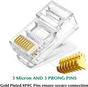 img 2 attached to 🔌 Разъемы Kinoth RJ45 CAT6 с пропуском 50 штук - Быстрое и безусилиное присоединение - Золотистые 3-х контактные 8P8C модульные Ethernet UTP коннекторы для сетевого кабеля Cat6 Cat5e