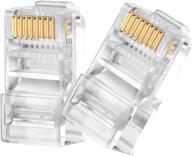 🔌 разъемы kinoth rj45 cat6 с пропуском 50 штук - быстрое и безусилиное присоединение - золотистые 3-х контактные 8p8c модульные ethernet utp коннекторы для сетевого кабеля cat6 cat5e логотип