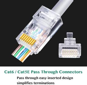 img 3 attached to 🔌 Разъемы Kinoth RJ45 CAT6 с пропуском 50 штук - Быстрое и безусилиное присоединение - Золотистые 3-х контактные 8P8C модульные Ethernet UTP коннекторы для сетевого кабеля Cat6 Cat5e