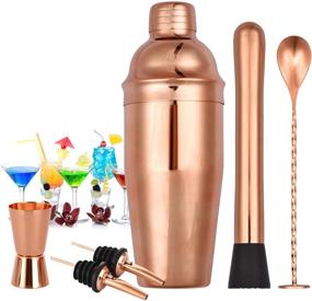 img 4 attached to 🍸 Professional Cocktail Shaker Set - 25 oz Martini Shaker with Measuring Jigger, Mixing Spoon, and More - Premium Stainless Steel Bartender Kit (6 PIECE)