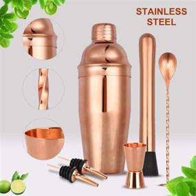 img 2 attached to 🍸 Professional Cocktail Shaker Set - 25 oz Martini Shaker with Measuring Jigger, Mixing Spoon, and More - Premium Stainless Steel Bartender Kit (6 PIECE)