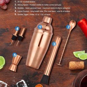 img 3 attached to 🍸 Professional Cocktail Shaker Set - 25 oz Martini Shaker with Measuring Jigger, Mixing Spoon, and More - Premium Stainless Steel Bartender Kit (6 PIECE)