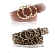 leather double buckle leopard medium logo