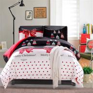 🎄 lamejor queen size christmas duvet cover set: festive merry christmas/christmas tree/bells patterns, luxury reversible bedding set with comforter cover and 2 pillowcases logo