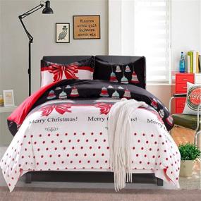 img 4 attached to 🎄 LAMEJOR Queen Size Christmas Duvet Cover Set: Festive Merry Christmas/Christmas Tree/Bells Patterns, Luxury Reversible Bedding Set with Comforter Cover and 2 Pillowcases