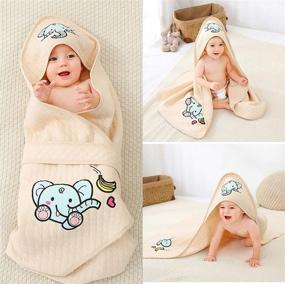 img 3 attached to 🐘 Alcea Rosea Unisex-Baby Newborn Elephant Print Hooded Organic Cotton Sleep Bag Blanket Sleeper for Baby - Cozy and Adorable Elephant Design