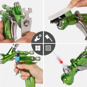 img 1 attached to 🔫 Huepar HVLP Gravity Feed Air Spray Gun with 1.3mm Stainless Steel Nozzle, 14CFM Professional Paint Gun Automotive: Top-Quality Performance at Optimal Working Pressure