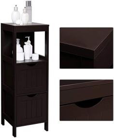 img 1 attached to 🏺 VASAGLE Brown Corner Floor Cabinet with 2 Drawers - Multifunctional Bathroom Storage Organizer Rack Stand - UBBC42BR
