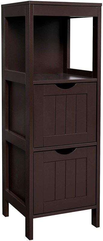 VASAGLE Bathroom Floor Cabinet, Bathroom Storage Organizer Rack Stand,  Multifunctional Corner Unit, 2 Drawers, White UBBC42WT